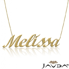 Handmade Personalized Melissa Name Custom Pendant Necklace in 14k Yellow Gold