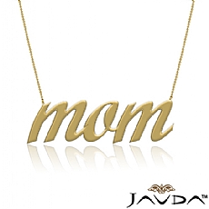 Custom Mom Script Font Pendant Personalized Necklace in 14k Yellow Gold