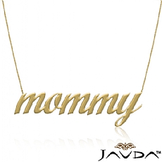 Handmade Mommy Pendant Custom Cursive Font Personalized Necklace 14k Yellow Gold