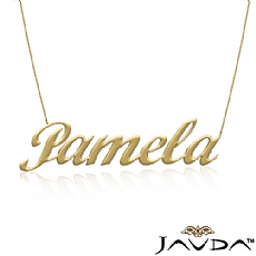 Handcrafted Personalized Pamela Name Custom Pendant Necklace 14k Yellow Gold