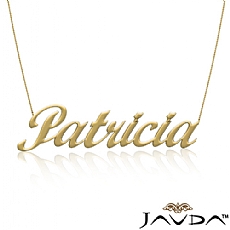 Custom Cursive Patricia Name Pendant Personalized Necklace in 14k Yellow Gold