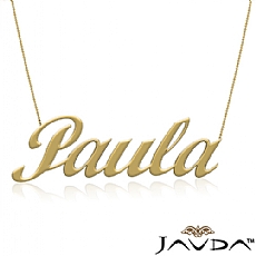 Gold Filled Paula Name Custom Pendant Personalized Necklace in 14k Yellow Gold