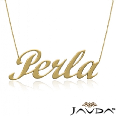 Custom Word Perla Name Pendant Personalized Filled Necklace in 14k Yellow Gold