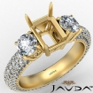 Three 3 Stone Emerald Diamond Engagement Ring 18k Yellow Gold Semi Mount 2.64Ct - javda.com 