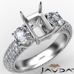 Three 3 Stone Emerald Diamond Engagement Ring 14k White Gold Semi Mount 2.64Ct - javda.com 