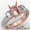 Three 3 Stone Emerald Diamond Engagement Ring 14k Rose Gold Semi Mount 2.64Ct - javda.com 