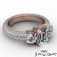 Three Stone Eternity Shank diamond Ring 18k Rose Gold