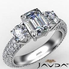 Micro Pave Set Three Stone diamond Ring Platinum 950