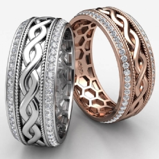 Infinity Pattern Diamond Eternity Men's Wedding Band 14k Rose Gold  (0.9Ct. tw.)