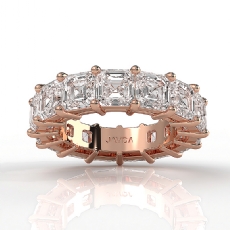 Shared Prong Women's Asscher Lab Grown Diamond Wedding Band 14k Rose Gold  (10.5Ct. tw.)