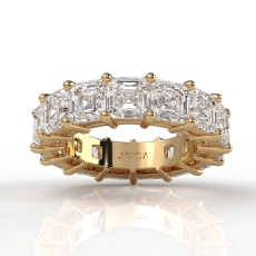 Shared Prong Women's Asscher Lab Grown Diamond Wedding Band 14k Gold Yellow  (10.5Ct. tw.)