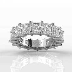 Asscher Cut Lab Grown Diamond Women Eternity Wedding Band 14k White Gold 9Ctw