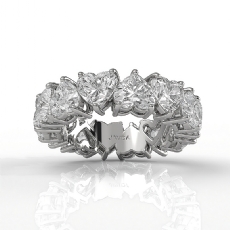 Heart Cut Prong Women's Eternity Wedding Band Lab Grown Diamond 14k Gold 7.3ctw