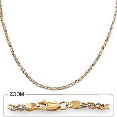 14k 2Tone Gold Braided Bead Chain (2.50mm,16