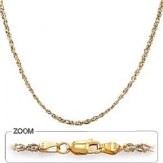14k 2Tone Gold Braided Bead Chain (2.50mm,18