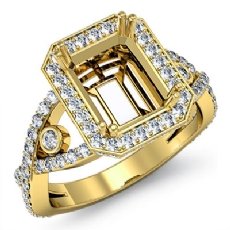 Diamond Engagement Ring Radiant Semi Mount 14k Gold Yellow Halo (1.5Ct. tw.)