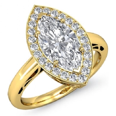 Halo Sidestone Filigree diamond Ring 14k Gold Yellow