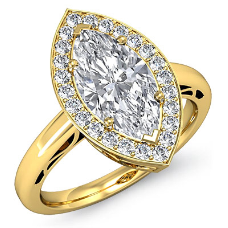 Halo Sidestone Filigree diamond Hot Deals 14k Gold Yellow