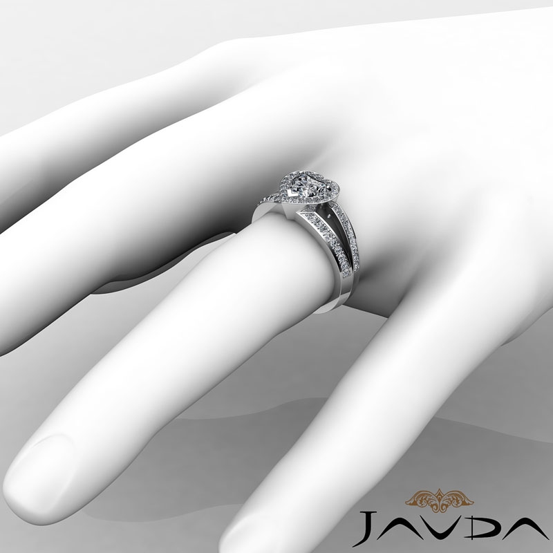 Split-Shank Halo Pave Set diamond Ring 14k Gold White