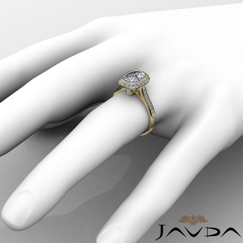 Bezel Halo Pave Setting diamond Ring 14k Gold Yellow
