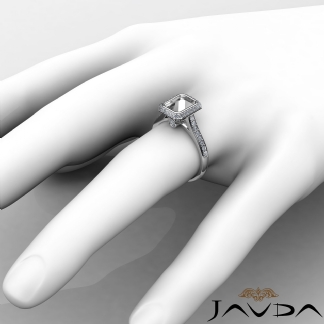 Diamond Engagement Ring 14k Gold White Emerald Semi Mount Halo Setting 0.8Ct