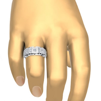 Princess Diamond Man Men Solid Box Eternity Wedding Band 14k Gold White 3Ct