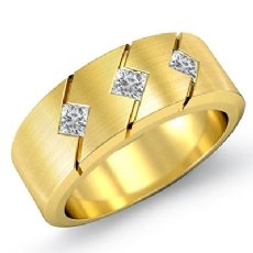 Matte Finish Princess Diamond Men's Half Wedding Band in 14k Gold Yellow  (0.35Ct. tw.)