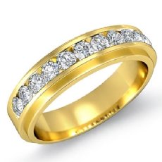 Men's Channel Set Round Diamond Half Wedding Band in 14k Gold Yellow  (0.7Ct. tw.)