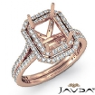 1.6Ct Halo Setting Diamond Engagement Emerald Cut Semi Mount Ring 18k Rose Gold - javda.com 