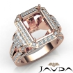 Emerald Diamond Vintage Semi Mount Engagement Ring 14k Rose Gold Halo 2.4Ct - javda.com 