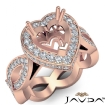 Diamond Engagement Heart Semi Mount Halo Pave Setting Ring 18k Rose Gold 1.3Ct - javda.com 