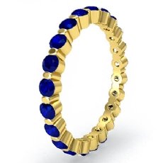 Diamond Sapphire Women Eternity Wedding Band 14k Gold Yellow <Gcarat>