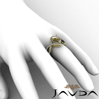 0.63Ct Diamond Engagement Oval Semi Mount Ring 14k Gold Yellow Curve Shank