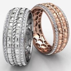 Center Rope Round Diamond Eternity Men's Wedding Band 14k Rose Gold  (1.25Ct. tw.)