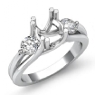 3 Stone Round Diamond Engagement Ring 14k White Gold Semi Mount 0.5Ct - javda.com 