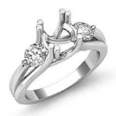 3 Stone Round Diamond Engagement Ring 14k W Gold Semi Mount 0.50Ct