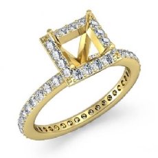 Diamond Engagement Ring Princess Semi Mount 18k Gold Yellow Halo Setting (0.55Ct. tw.)