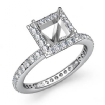 0.55Ct Diamond Engagement Ring Princess Semi Mount Platinum 950 Halo Setting - javda.com 