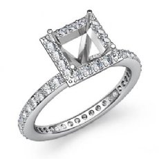 0.55Ct Diamond Engagement Ring Princess Semi Mount 14k White Gold Halo Setting