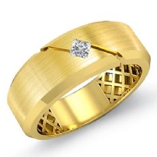Matte Princess Solitaire Diamond Men's Half Wedding Band 14k Gold Yellow  (0.15Ct. tw.)