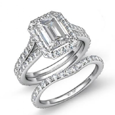 Halo Split Shank Bridal diamond Ring 14k Gold White
