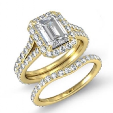 Halo Split Shank Bridal diamond Ring 18k Gold Yellow