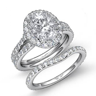 Oval Diamond Bridal Set Split Shank Engagement Ring GIA F VS2 Platinum ...