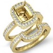 1.3Ct Diamond Cushion Wedding Band Semi Mount Ring 14k Gold Yellow Bridal Setting