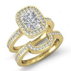 Accent Halo Bridal Set diamond Ring 18k Gold Yellow