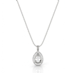 Pave Set Diamond Halo Solitaire Pendant Accent Pear Cut in 14k White Gold 0.56Ct - javda.com 