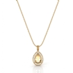 Pave Set Diamond Halo Solitaire Pendant Accent Pear Cut in 18k Yellow Gold 0.56Ct - javda.com 