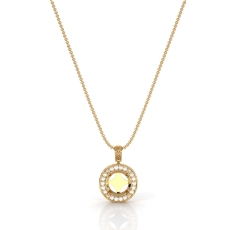 Pre-Set Pave Set Halo Round Diamond Pendant in 18k Gold Yellow  (0.6Ct. tw.)