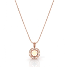 Pre-Set Pave Set Halo Round Diamond Pendant in 18k Rose Gold  (0.6Ct. tw.)