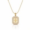 Pave Set Diamond Halo Radiant Cut Solitaire Pendant in 18k Yellow Gold 0.61Ct - javda.com 